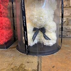 White Foam Rose Teddy Bear