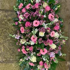Shades of Pinks &amp; White Coffin Spray