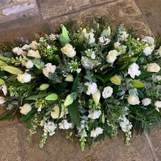 Shades of White &amp; Green Coffin Spray