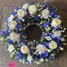 Blue and White Wreath