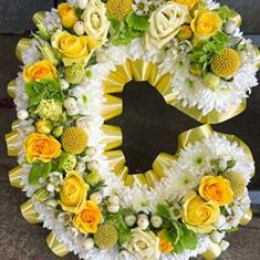 Yellow and white mixed letters